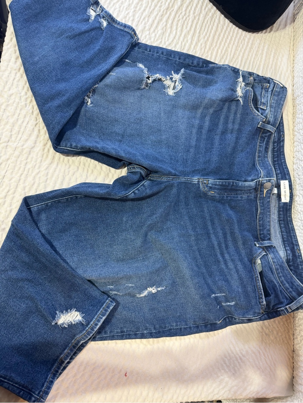 Lane Bryant Distressed Dark Blue Ankle Jeans